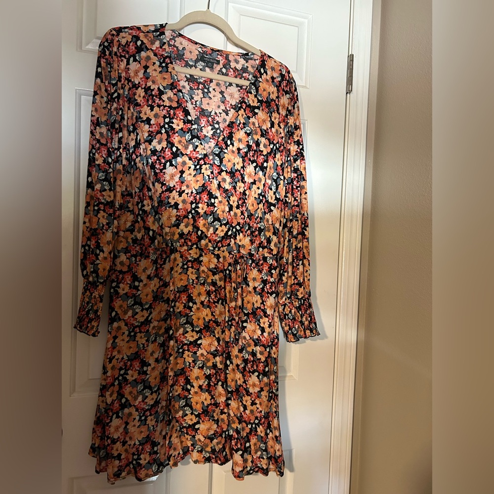 Target Wild Fable Floral Long Sleeve Wrap Dress Size XXL Spring Summer Casual